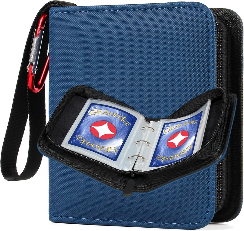 GEAoffice Mini Card Binder 1-Pocket, Super Lightweight Small Collectible Trading Card Albums for 80 Cards, Top Loading Zipper Binder for TCG, MTG, Sports&Game Cards, Gifts for Girls, Blue - Image 1